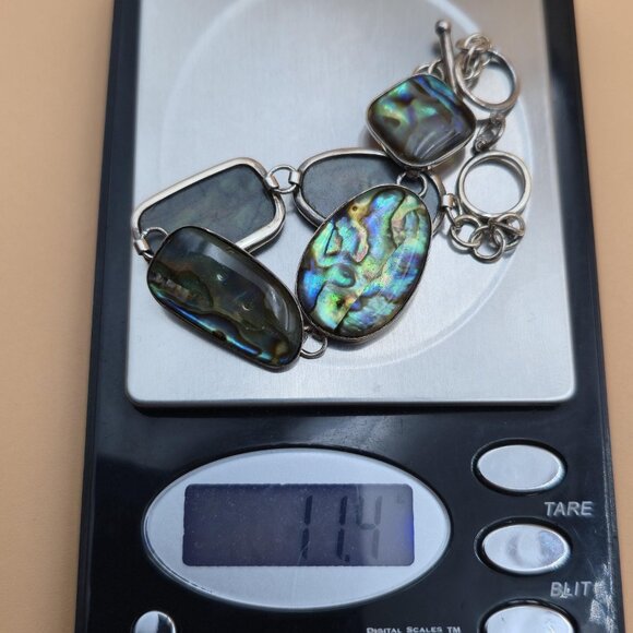 8 Inch Sterling Silver Abalone Shell Colorful Bracelet B609 - Picture 6 of 6